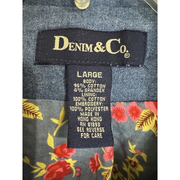 Vintage Denim & Co. Floral Embroidered Jean Jacket Size Large - Picture 4 of 6